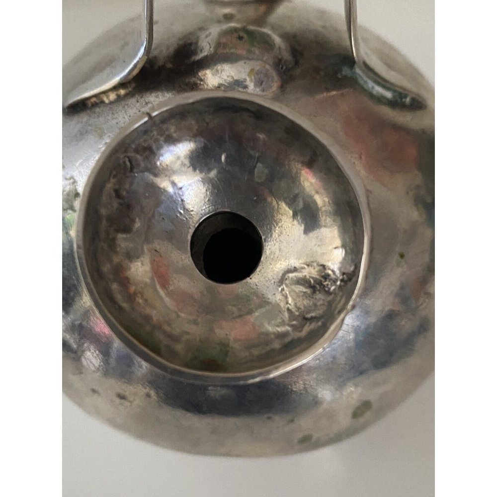 Vtg Metal Silver Color Gargoulette Jug or Botijo Water‎ Oil Jug Pitcher Handmade - Picture 6 of 16